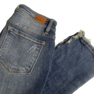 Judy Blue 5/27 Skinny Fit‎ Denim Capri's Pockets Cotton Blend Destroyed